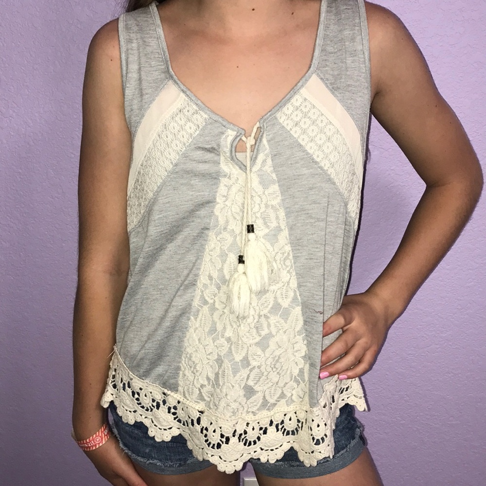 Laced grey tank